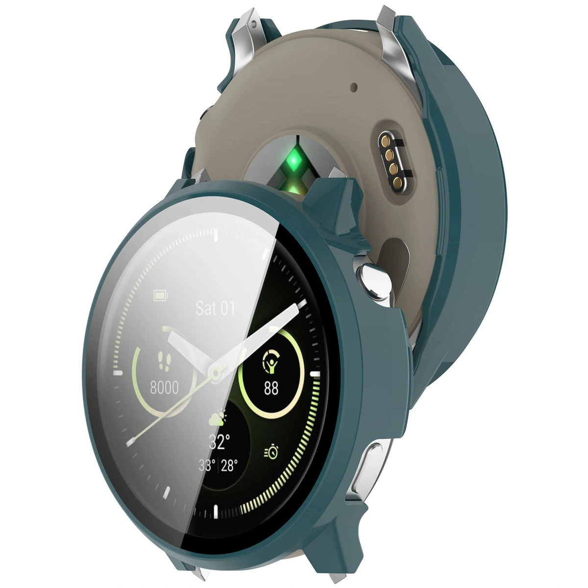 Etui z wbudowanym szkłem Bizon Case Watch Adamo do Garmin Venu 4 45 mm